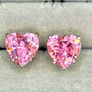 Pink Tourmaline Gemstone Heart-Shaped Earrings with Luxurious Sparkle